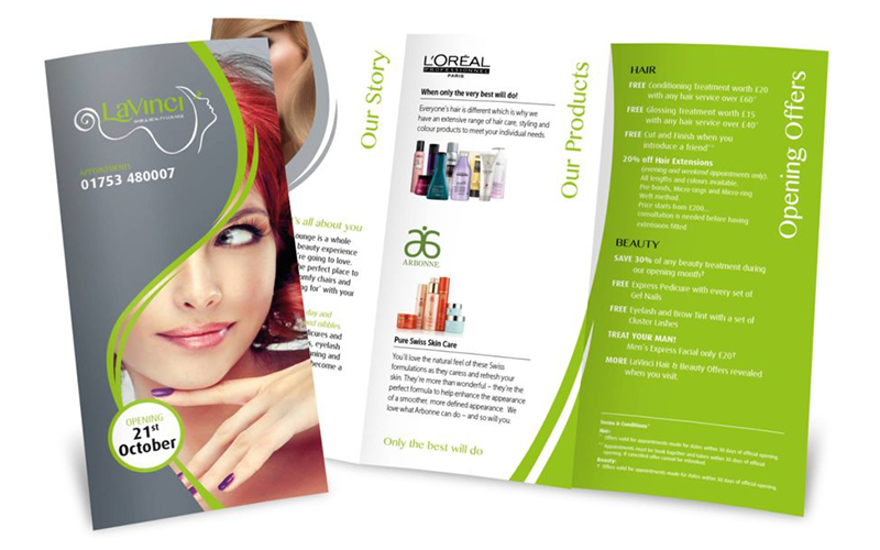 LaVinci Hair & Beauty Leaflet